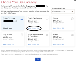 Select your bonus category from these options